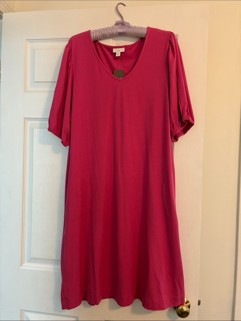 J. Jill V-Neck Midi Dress in pink dahlia
